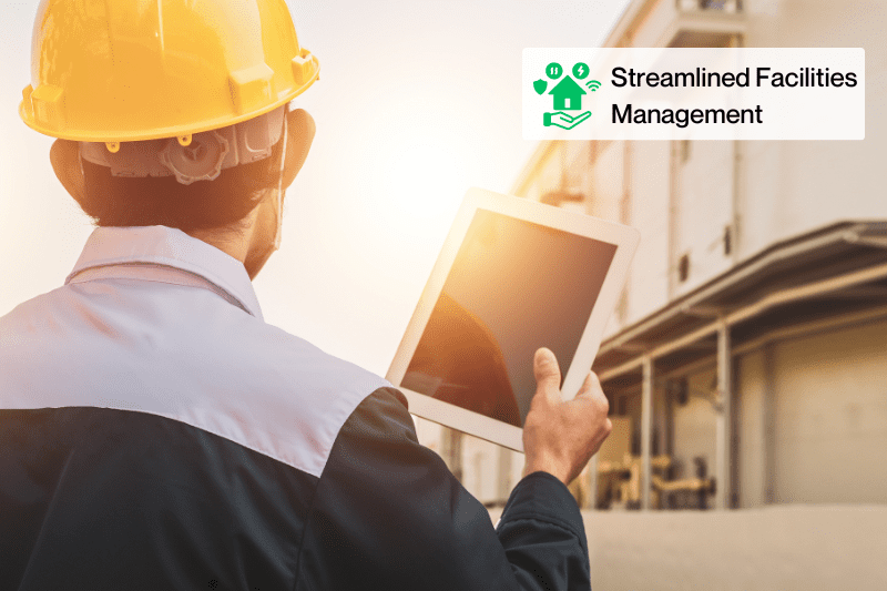 Facilities manager utilising digital management tools, symbolising BDR Group’s dedication to streamlined and comprehensive facilities management services.