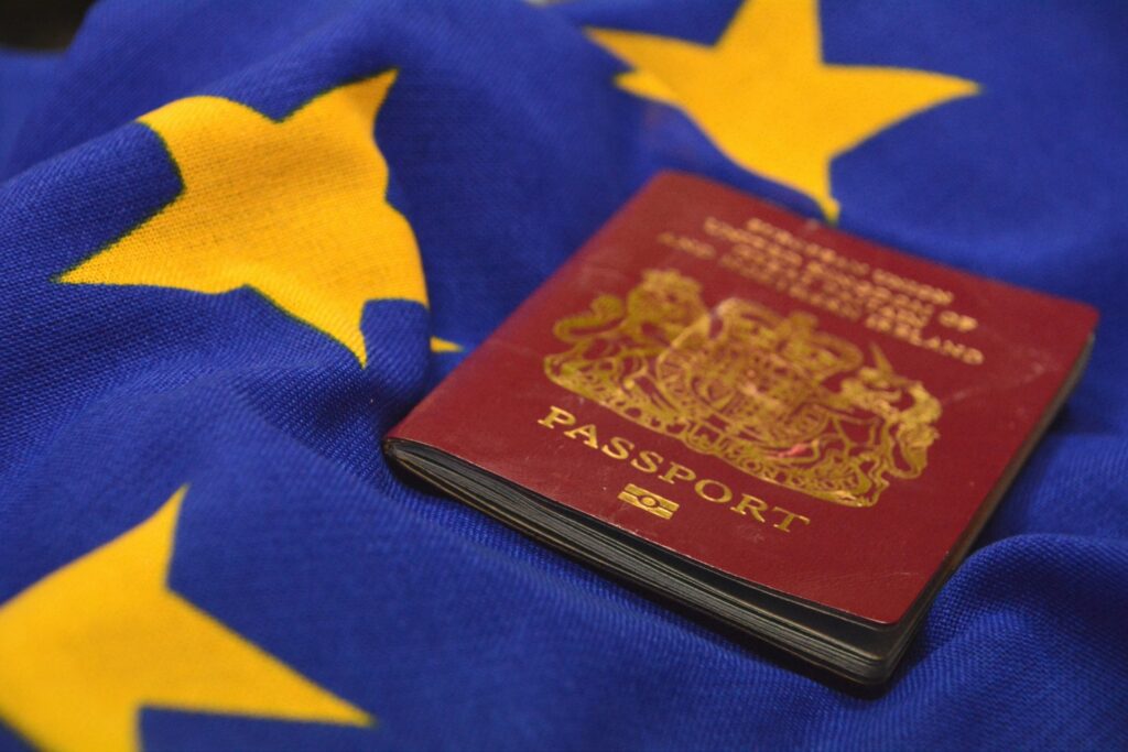 old uk passport, eu flag