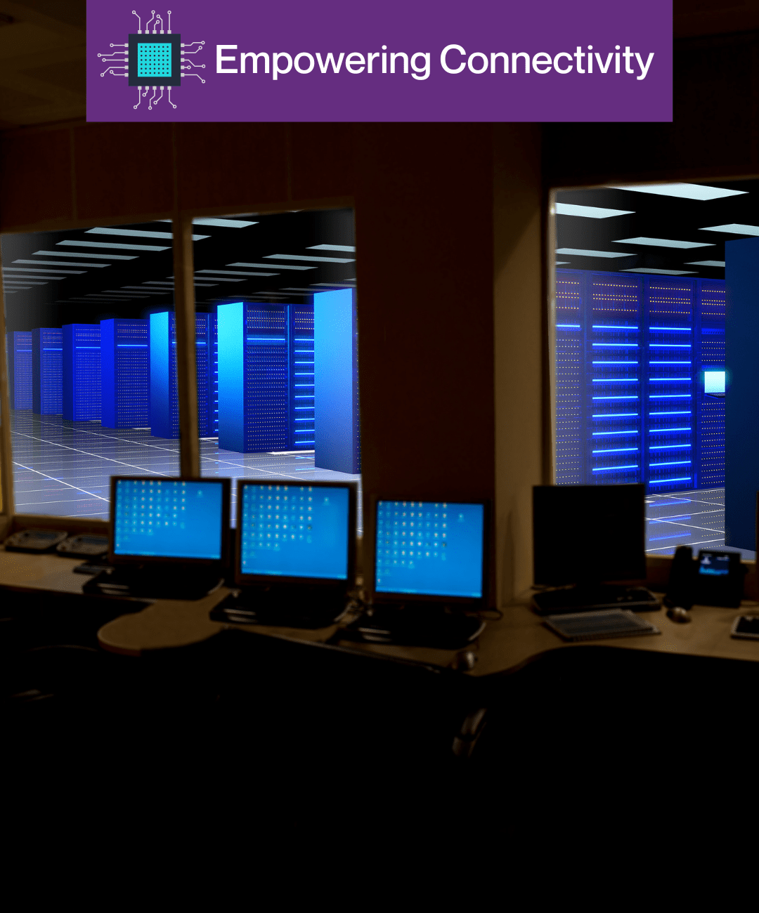 Network servers and workstations in a corporate IT environment, representing BDR Group's robust IT Hardware Solutions.